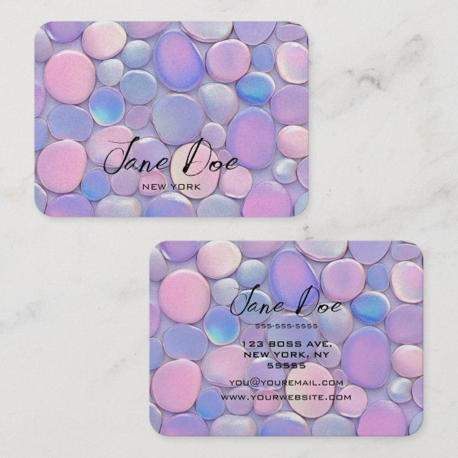 Create Your Own Custom Pink Opal Stones Pattern Business Card (Front/Back)