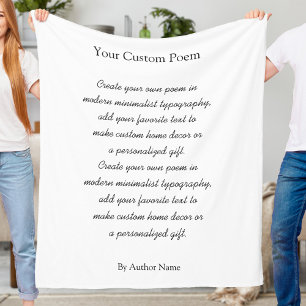 Create Your Own Custom Poem Fleece Blanket