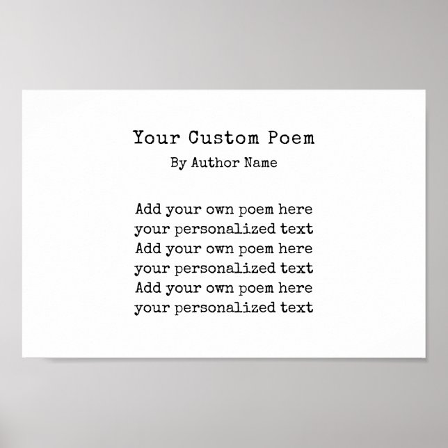 Create Your Own Custom Poem Poster (Front)