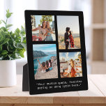 Create Your Own Custom Quote 4 Photo Collage  Plaque<br><div class="desc">Create your own custom quote and photo collage plaque home decor Features minimalist typewriter typography and personalised picture collage of 4 photos.</div>