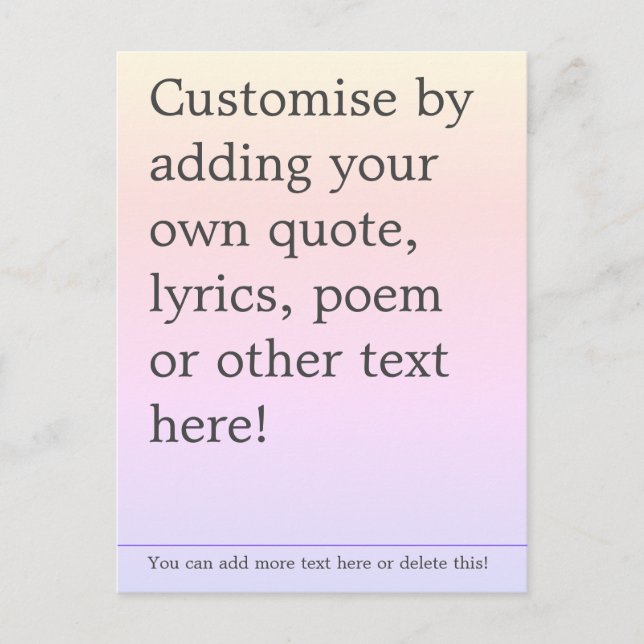 Create Your Own Custom Quote Poster - Book Page Postcard (Front)