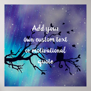 Create Your Own Custom Quote - Starry Sky & Cat Poster