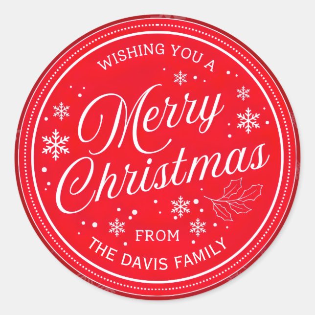 Create your own Custom Red Christmas Sticker (Front)