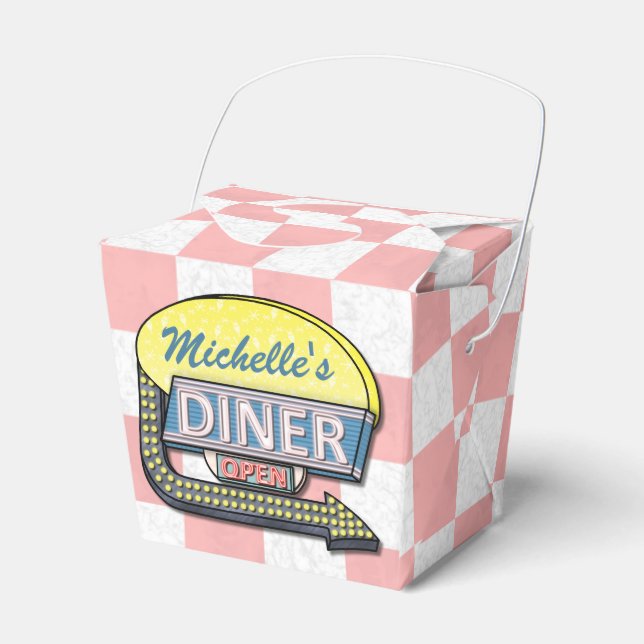 Create Your Own Custom Retro 50's Diner Sign 2 Favour Box (Front Side)