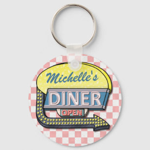 Create Your Own Custom Retro 50's Diner Sign 2 Key Ring