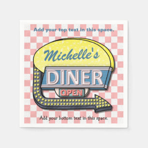 Create Your Own Custom Retro 50's Diner Sign 2 Napkin