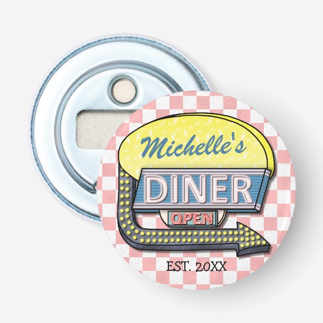 Create Your Own Custom Retro 50's Diner Sign Bottle Opener (Front)