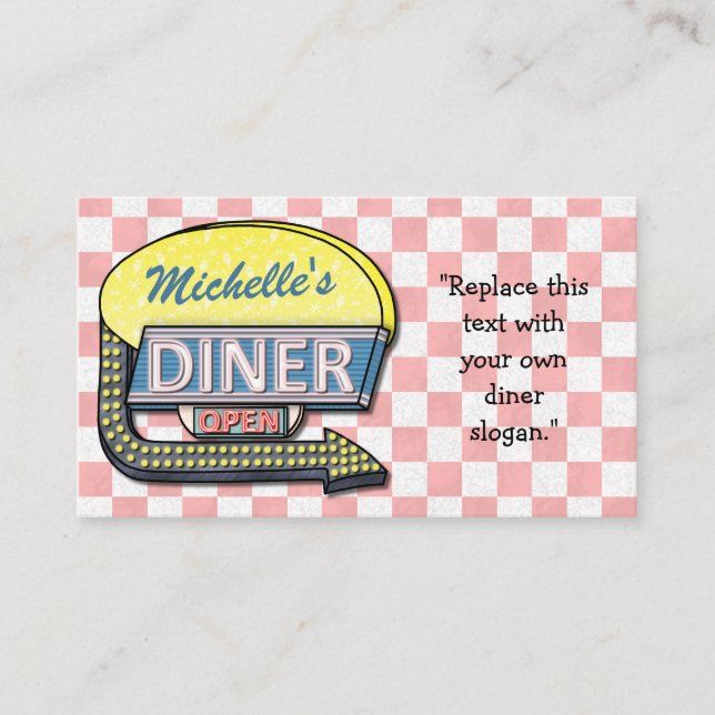 Create Your Own Custom Retro 50's Diner Sign Business Card (Front)