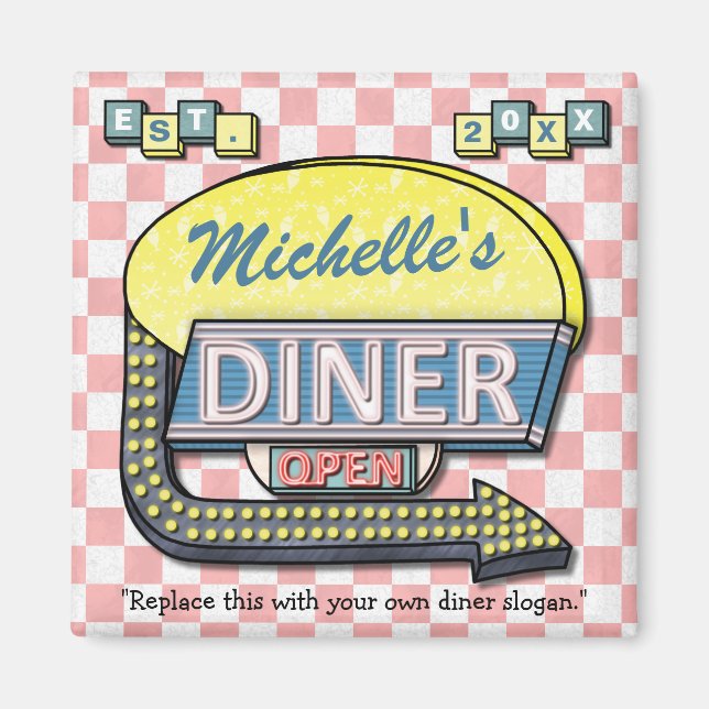 Create Your Own Custom Retro 50's Diner Sign Magnet (Front)