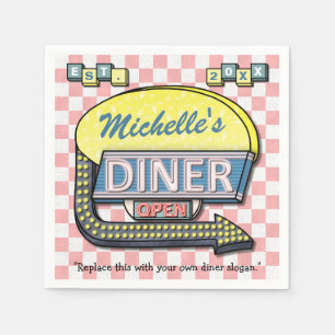 Create Your Own Custom Retro 50's Diner Sign Napkin