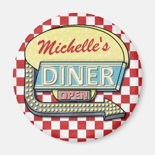 Create Your Own Custom Retro 50's Diner Sign Red Magnet (Front)