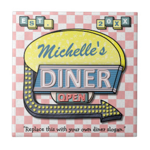Create Your Own Custom Retro 50's Diner Sign Tile