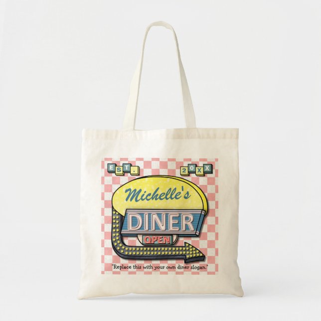 Create Your Own Custom Retro 50's Diner Sign Tote Bag (Front)