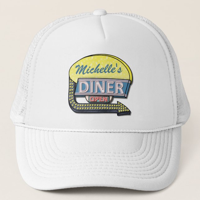 Create Your Own Custom Retro 50's Diner Sign Trucker Hat (Front)
