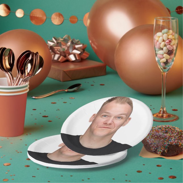 Create your own Custom Selfie Funny Face Photo Paper Plate (Multi)