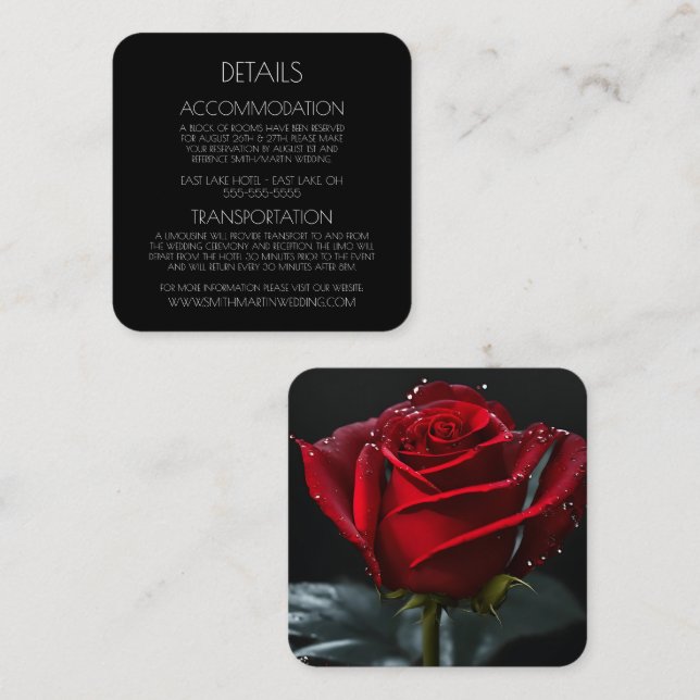 Create Your Own Custom Single Red Rose Enclosure Card (Front/Back)