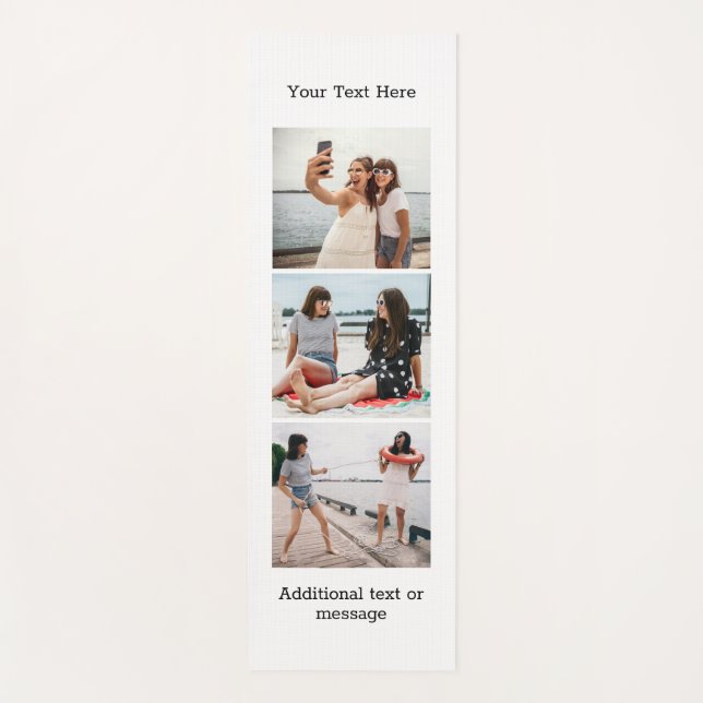Create Your Own Custom Text , 3 Photo Personalised Yoga Mat (Front)