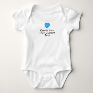 Create your own custom text with blue heart baby bodysuit