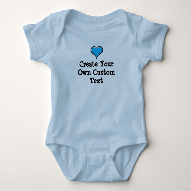Create your own custom text with Blue Heart Baby Bodysuit (Front)
