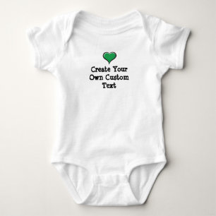 Create your own custom text with Green Heart Baby Bodysuit