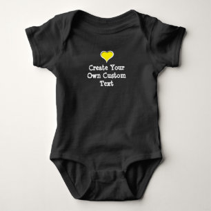 Create your own custom text with Yellow Heart Baby Bodysuit
