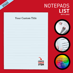 CREATE-YOUR-OWN Custom upload your design lined Notepad
