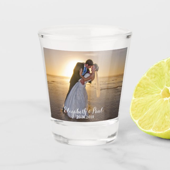 Create Your Own Custom Wedding Photo Shot Glass (Front)