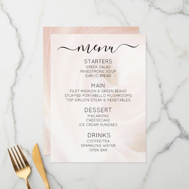 Create Your Own Custom White Light Swirls Menu (Front/Back In Situ)