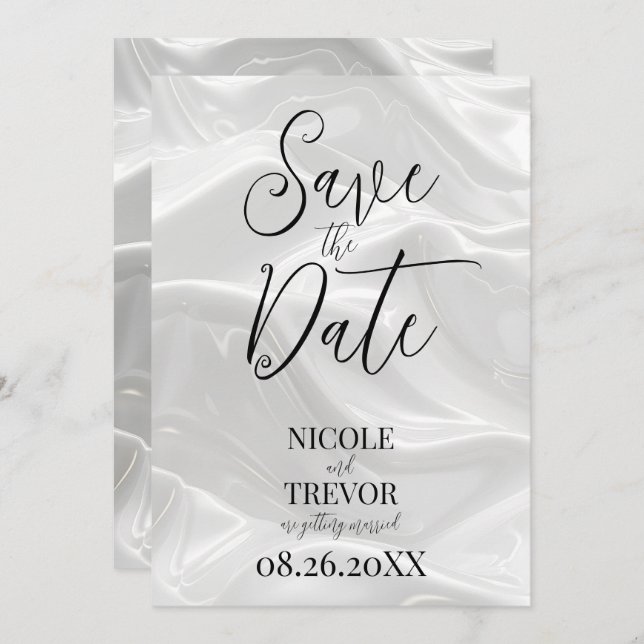 Create Your Own Custom White Waves Save The Date (Front/Back)