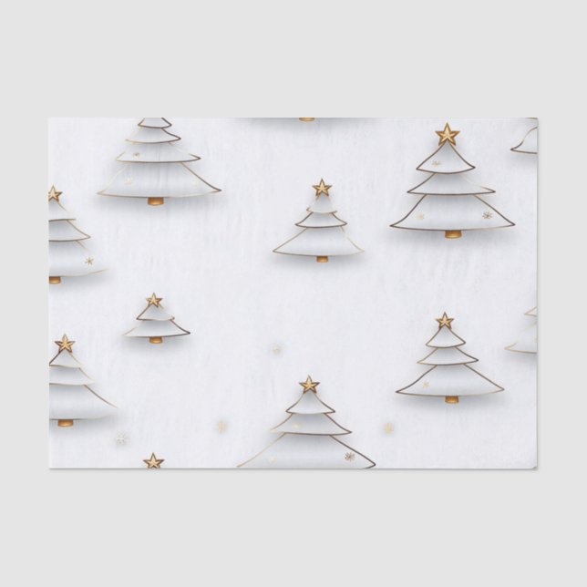 Create Your Own Custom White Xmas Trees Tissue Paper (Front)