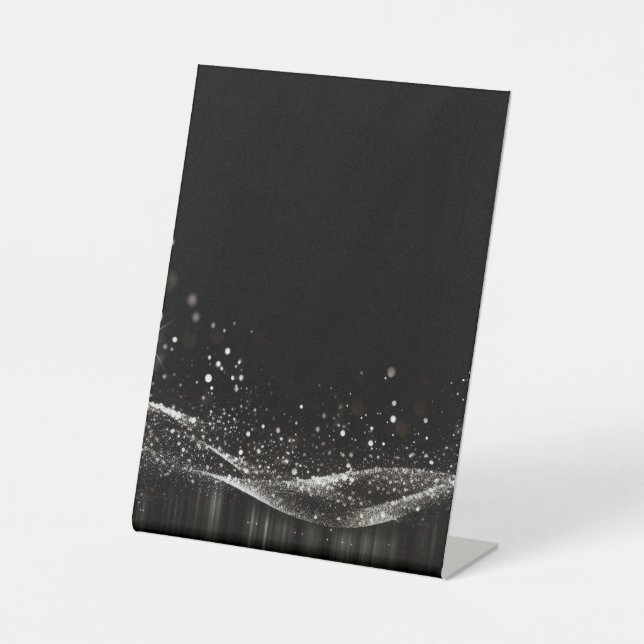 Create Your Own - Customisable Glitter Ribbon B&W Pedestal Sign (Front)