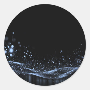 Create Your Own - Customisable Glitter Ribbon Blue Classic Round Sticker