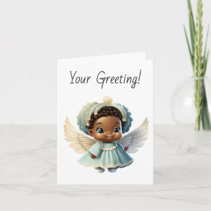 Create Your Own Cute Black Girl Christmas Angel Holiday Card
