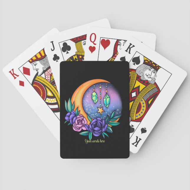Create Your Own Cute Crystals, Moon & Roses Playing Cards (Back)