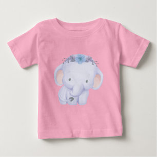 Create Your Own Cute Elephant & Flowers Baby T-Shirt