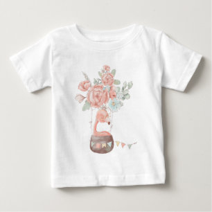 Create Your Own Cute Flamingo Flower Balloon Baby T-Shirt