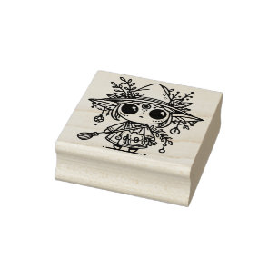 Create Your Own Cute Forest Elf Fledgling Witch Rubber Stamp
