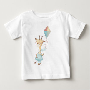Create Your Own Cute Giraffe Flying a Kite Baby T-Shirt