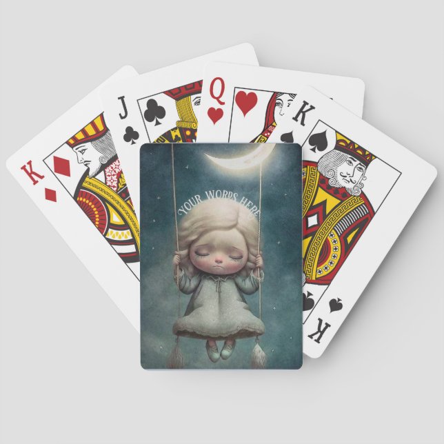 Create Your Own Cute Girl Dreaming on a Swing Playing Cards (Back)