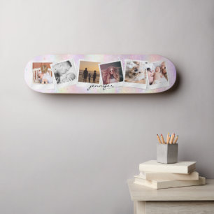 Create Your Own Cute Girly Rainbow Glitter Modern Skateboard