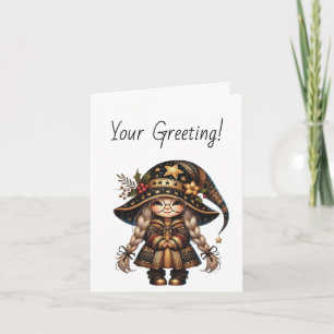 Create Your Own Cute Magical Christmas Gnome Holiday Card