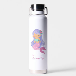 Create Your Own Cute Mermaid Girl Name Water Bottle