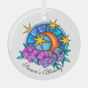 Create Your Own Cute Moon, Stars & Roses Glass Tree Decoration