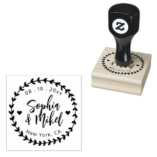 Create Your Own Cute Round Save The Date Wedding Rubber Stamp