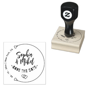 Create Your Own Cute Round Save The Date Wedding Rubber Stamp