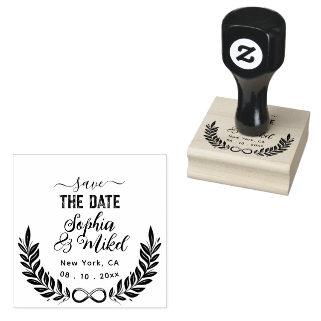 Create Your Own Cute Round Save The Date Wedding Rubber Stamp (Stamped)