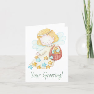 Create Your Own Cute Starry Angel Christmas Holiday Card