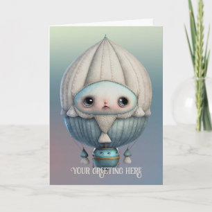 Create Your Own Cute Steampunk Hot Air Balloon Holiday Card