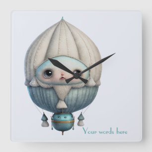 Create Your Own Cute Steampunk Hot Air Balloon Square Wall Clock