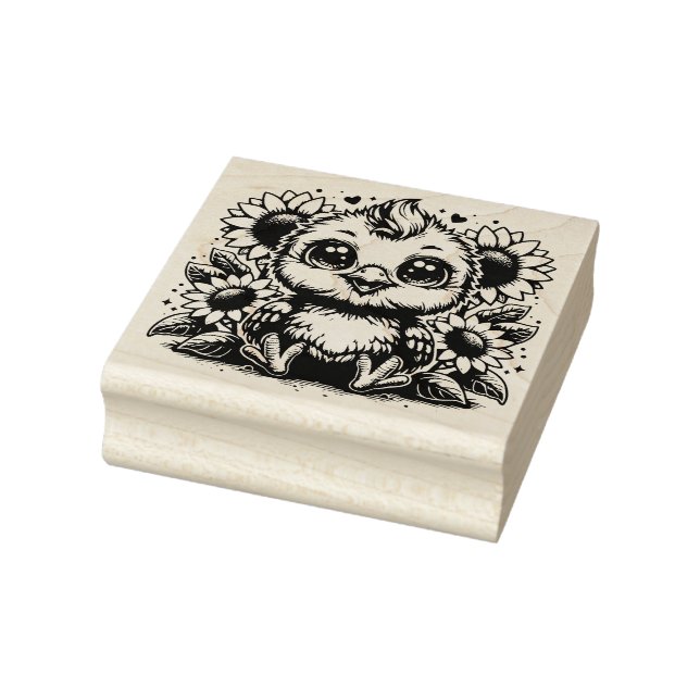 Create Your Own Cute Sunflower Garden Chick Rubber Stamp (Stamp)